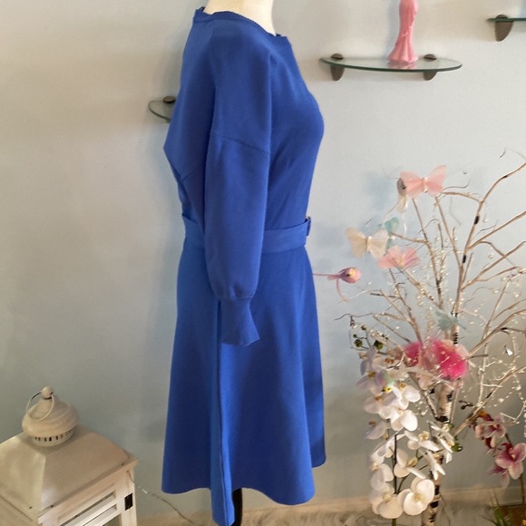 👗 Eliza J round  sleeve sweater Long floral dress style in blue 👗 - Picture 10 of 13